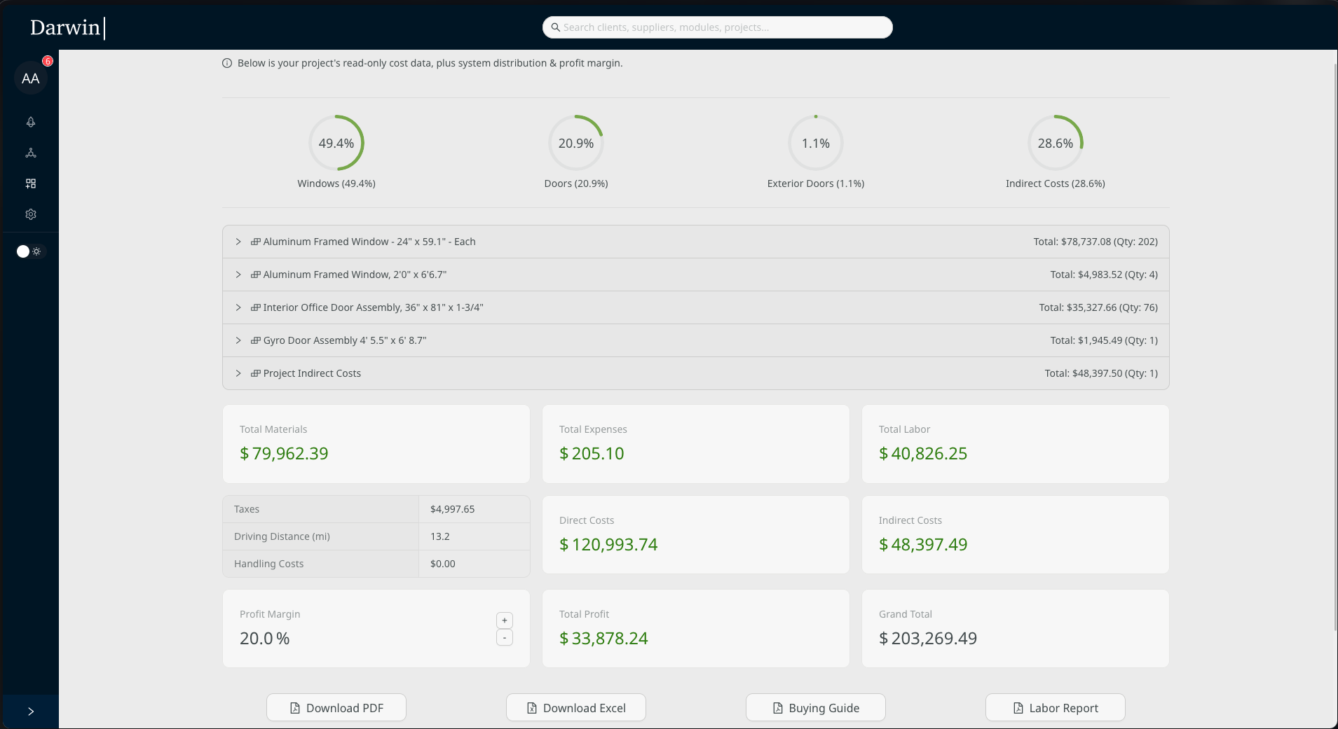 Darwin screenshot showing collaboration features